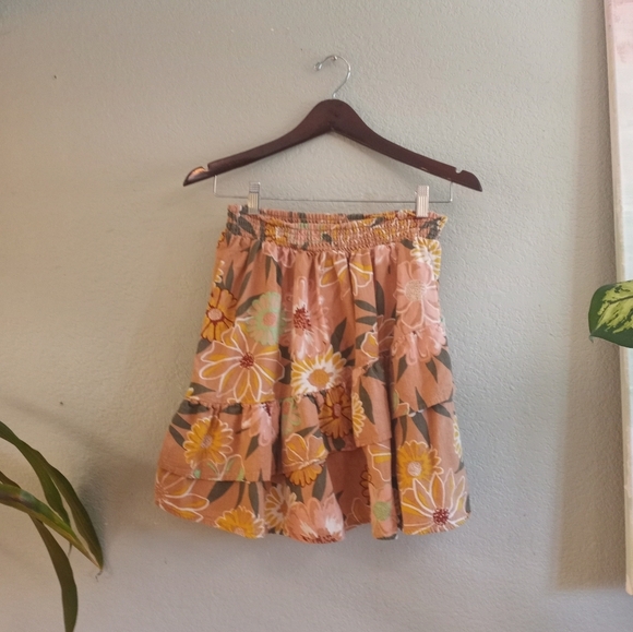 Roxy Cosmic Glow Again Floral Coquette Girl Ruffle Trim Tiered Casual Mini - Picture 4 of 8